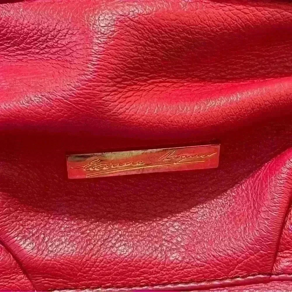 Etienne Aigner Red Genuine Leather Handbag Pockets Zip Around Boho Outdoor - Picture 5 of 12